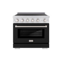 ZLINE 36 in. 5.2 cu. ft. Paramount Induction Range with 5 Element Cooktop and Electric Convection Oven in Satin Stainless Steel with Black Matte Door (SINRS-BLM-36)