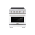 ZLINE 30 in. 4.2 cu. ft. Paramount Induction Range with 4 Element Cooktop and Electric Convection Oven in Satin Stainless Steel with White Matte Door (SINRS-WM-30)