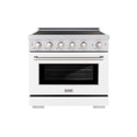 ZLINE 36 in. 5.2 cu. ft. Paramount Induction Range with 5 Element Cooktop and Electric Convection Oven in Satin Stainless Steel with White Matte Door (SINRS-WM-36)
