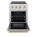 ZLINE Autograph Edition 24 in. 3.2 cu. ft. Paramount Induction Range with 3 Element Cooktop and Electric Convection Oven in Satin Stainless Steel with Polished Gold Accents (SINRSZ-24-G)