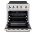 ZLINE Autograph Edition 30 in. 4.2 cu. ft. Paramount Induction Range with 4 Element Cooktop and Electric Convection Oven in Satin Stainless Steel with Champagne Bronze Accents (SINRSZ-30-CB)