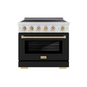 ZLINE Autograph Edition 36 in. 5.2 cu. ft. Paramount Induction Range with 5 Element Cooktop and Electric Convection Oven in Satin Stainless Steel with Black Matte Door and Champagne Bronze Accents (SINRSZ-BLM36-CB)