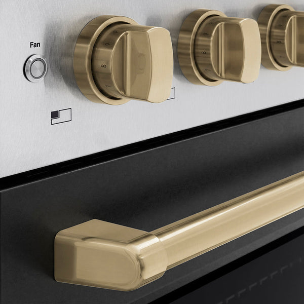 ZLINE Autograph Edition 36 in. 5.2 cu. ft. Paramount Induction Range with 5 Element Cooktop and Electric Convection Oven in Satin Stainless Steel with Black Matte Door and Champagne Bronze Accents (SINRSZ-BLM36-CB)