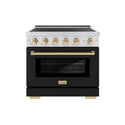 ZLINE Autograph Edition 36 in. 5.2 cu. ft. Paramount Induction Range with 5 Element Cooktop and Electric Convection Oven in Satin Stainless Steel with Black Matte Door and Polished Gold Accents (SINRSZ-BLM36-G)