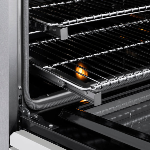 ZLINE Autograph Edition 24 in. 3.2 cu. ft. Paramount Induction Range with 3 Element Cooktop and Electric Convection Oven in Satin Stainless Steel with White Matte Door and Polished Gold Accents (SINRSZ-WM-24-G)