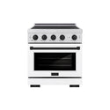 ZLINE Autograph Edition 30 in. 4.2 cu. ft. Paramount Induction Range with 4 Element Cooktop and Electric Convection Oven in Satin Stainless Steel with White Matte Door and Matte Black Accents (SINRSZ-WM-30-MB)