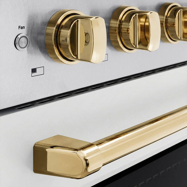 ZLINE Autograph Edition 36 in. 5.2 cu. ft. Paramount Induction Range with 5 Element Cooktop and Electric Convection Oven in Satin Stainless Steel with White Matte Door and Polished Gold Accents (SINRSZ-WM-36-G)