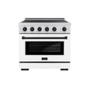 ZLINE Autograph Edition 36 in. 5.2 cu. ft. Paramount Induction Range with 5 Element Cooktop and Electric Convection Oven in Satin Stainless Steel with White Matte Door and Matte Black Accents (SINRSZ-WM-36-MB)