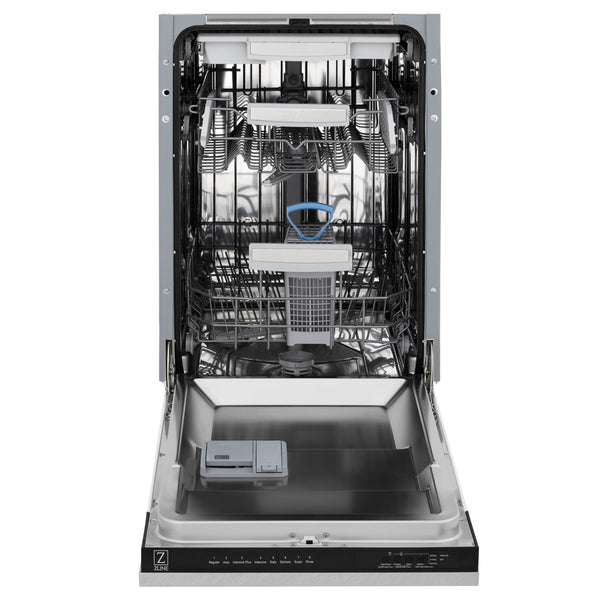 ZLINE 18 in. Tallac Series 3rd Rack Top Control Dishwasher with Satin Stainless Steel Panel and Stainless Steel Tub, 51dBa (DWV-SN-18)