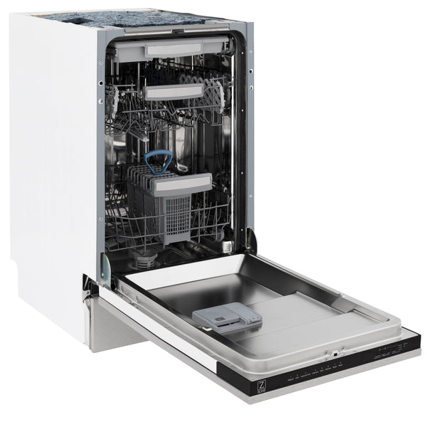 ZLINE 18 in. Tallac Series 3rd Rack Top Control Dishwasher with Satin Stainless Steel Panel and Stainless Steel Tub, 51dBa (DWV-SN-18)