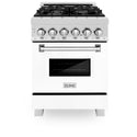 ZLINE 24 in. 2.8 cu. ft. Legacy Dual Fuel Range with 4 Burner Gas Cooktop and Electric Convection Oven in Satin Stainless Steel and White Matte Door (RAS-WM-24)