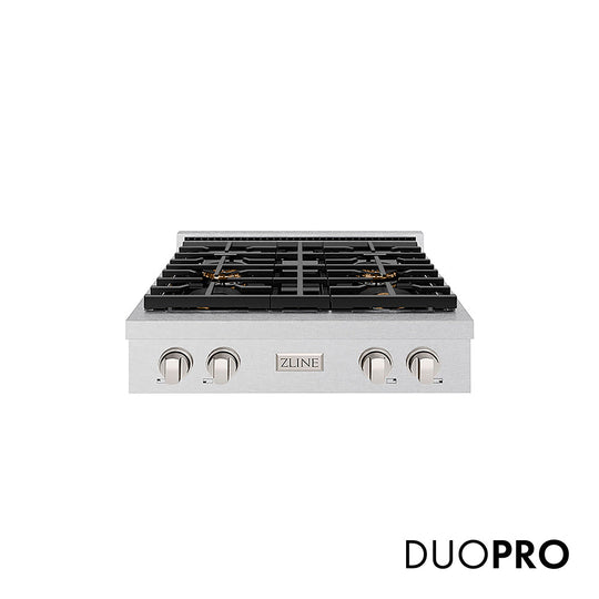 ZLINE 30 in. Paramount Gas Rangetop with 4 Burner DuoPro™ Cooktop in Satin Stainless Steel (PSRTS-30)