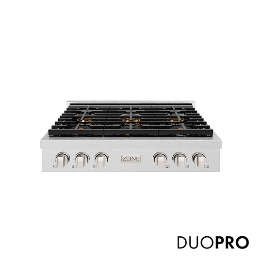 ZLINE 36 in. Paramount Gas Rangetop with 6 Burner DuoPro™ Cooktop in Satin Stainless Steel (PSRTS-36)