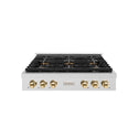 ZLINE Autograph Edition 36 in. Paramount Gas Rangetop with 6 Burner DuoPro™ Cooktop in Satin Stainless Steel and Polished Gold Accents (PSRTSZ-36-G)