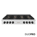 ZLINE Autograph Edition 48 in. Paramount Gas Rangetop with 8 Burner DuoPro™ Cooktop in Satin Stainless Steel and Matte Black Accents (PSRTSZ-48-MB)