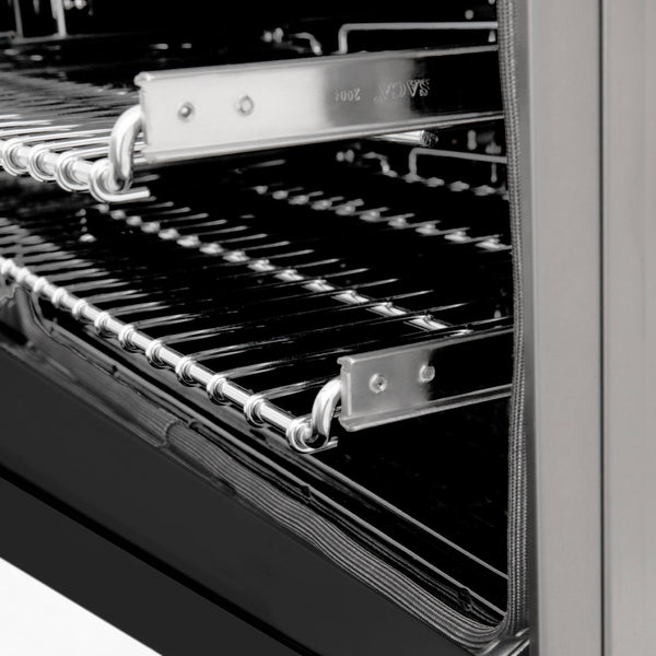 ZLINE 24 in. 2.8 cu. ft. Legacy Dual Fuel Range with 4 Burner Gas Cooktop and Electric Convection Oven in Stainless Steel and Black Matte Door (RA-BLM-24)