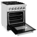 ZLINE 24 in. 2.8 cu. ft. Legacy Dual Fuel Range with 4 Burner Gas Cooktop and Electric Convection Oven in Stainless Steel and Black Matte Door (RA-BLM-24)