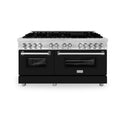 ZLINE 60 in. 7.4 cu. ft. Legacy Dual Fuel Range with 9 Burner Gas Cooktop and 2 Electric Convection Ovens in Stainless Steel and Black Matte Doors (RA-BLM-60)