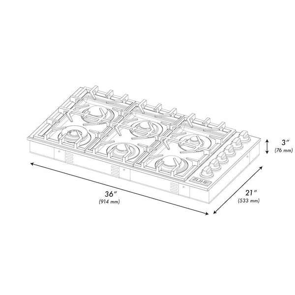 ZLINE 36" Gas Cooktop with 6 Gas Burners (RC36)