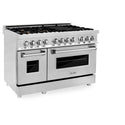ZLINE 48 in. Professional Dual Fuel Range in Stainless Steel with Brass Burners (RA-BR-48) side, oven closed.