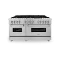 ZLINE 60 in. 7.4 cu. ft. Legacy Dual Fuel Range with Gas Cooktop and 2 Electric Convection Ovens in Stainless Steel with 8 Brass Burners (RA-BR-60)