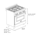 ZLINE 30 in. 4.0 cu. ft. Legacy Dual Fuel Range with 4 Burner Gas Cooktop and Electric Convection Oven in Stainless Steel (RA30)