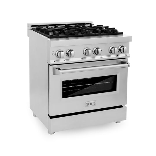 ZLINE 30 in. 4.0 cu. ft. Legacy Dual Fuel Range with 4 Burner Gas Cooktop and Electric Convection Oven in Stainless Steel (RA30)
