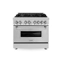 ZLINE 36 in. 4.6 cu. ft. Legacy Dual Fuel Range with 6 Burner Gas Cooktop and Electric Convection Oven in Stainless Steel (RA36)