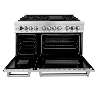 ZLINE 48 in. 6.0 cu. ft. Legacy Dual Fuel Range with 7 Burner Gas Cooktop and 2 Electric Ovens in Stainless Steel (RA48)