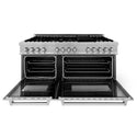 ZLINE 60 in. 7.4 cu. ft. Legacy Dual Fuel Range with 9 Burner Gas Cooktop and 2 Electric Convection Ovens in Satin Stainless Steel with Griddle (RAS-SN-GR-60)