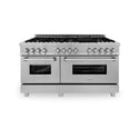 ZLINE 60 in. 7.4 cu. ft. Legacy Dual Fuel Range with Gas Cooktop and 2 Electric Convection Ovens in Satin Stainless Steel with 8 Brass Burners and Griddle (RAS-SN-BR-GR-60)