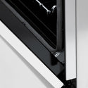 Close-up StayPut Oven Door Hinges on ZLINE Autograph Edition 36 in. 4.6 cu. ft. Dual Fuel Range with Gas Stove and Electric Oven in Stainless Steel with White Matte Door and Matte Black Accents (RAZ-WM-36-MB)