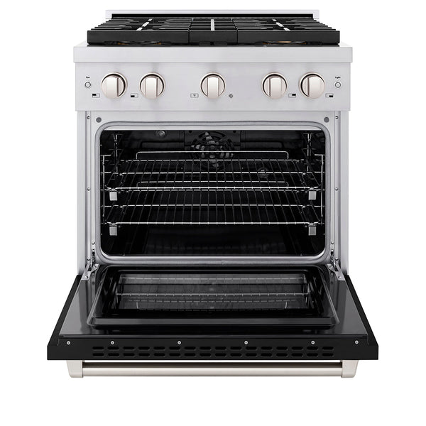 ZLINE 30 in. 4.2 cu. ft. Paramount Dual Fuel Range with 4 Burner DuoPro™ Cooktop and Electric Convection Oven with Black Matte Door (PSDR-BLM-30)