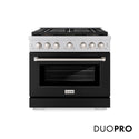 ZLINE 36 in. 5.2 cu. ft. Paramount Dual Fuel Range with 6 Burner DuoPro™ Cooktop and Electric Convection Oven with Black Matte Door (PSDR-BLM-36)
