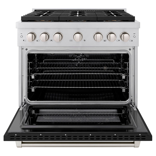 ZLINE 36 in. 5.2 cu. ft. Paramount Dual Fuel Range with 6 Burner DuoPro™ Cooktop and Electric Convection Oven with Black Matte Door (PSDR-BLM-36)