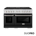 ZLINE 48 in. 6.7 cu. ft. Paramount Dual Fuel Range with 8 Burner DuoPro™ Cooktop and Dual Ovens with Black Matte Doors (PSDR-BLM-48)