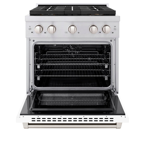 ZLINE 30 in. 4.2 cu. ft. Paramount Dual Fuel Range with 4 Burner DuoPro™ Cooktop and Electric Convection Oven with White Matte Door (PSDR-WM-30)