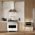 ZLINE 36 in. 5.2 cu. ft. Paramount Dual Fuel Range with 6 Burner DuoPro™ Cooktop and Electric Convection Oven with White Matte Door (PSDR-WM-36)