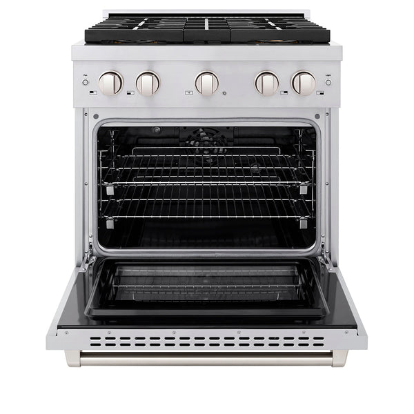 ZLINE 30 in. 4.2 cu. ft. Paramount Dual Fuel Range with 4 Burner DuoPro™ Cooktop and Electric Convection Oven in Stainless Steel (PSDR30)