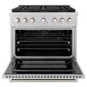 ZLINE 36 in. 5.2 cu. ft. Paramount Dual Fuel Range with 6 Burner DuoPro™ Cooktop and Electric Convection Oven in Stainless Steel (PSDR36)