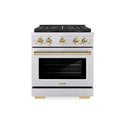 ZLINE Autograph Edition 30 in. 4.2 cu. ft. Paramount Dual Fuel Range with 4 Burner DuoPro™ Cooktop and Electric Convection Oven in Stainless Steel with Polished Gold Accents (PSDRZ-30-G)
