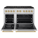 ZLINE Autograph Edition 48 in. 6.7 cu. ft. Paramount Dual Fuel Range with 8 Burner DuoPro™ Cooktop and Dual Ovens in Stainless Steel and Champagne Bronze Accents (PSDRZ-48-CB)