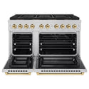 ZLINE Autograph Edition 48 in. 6.7 cu. ft. Paramount Dual Fuel Range with 8 Burner DuoPro™ Cooktop and Dual Ovens in Stainless Steel and Polished Gold Accents (PSDRZ-48-G)