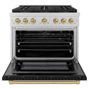 ZLINE Autograph Edition 36 in. 5.2 cu. ft. Paramount Dual Fuel Range with 6 Burner DuoPro™ Cooktop and Electric Convection Oven with Black Matte Door and Champagne Bronze Accents (PSDRZ-BLM-36-CB)