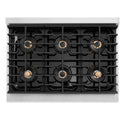 ZLINE Autograph Edition 36 in. 5.2 cu. ft. Paramount Dual Fuel Range with 6 Burner DuoPro™ Cooktop and Electric Convection Oven with Black Matte Door and Champagne Bronze Accents (PSDRZ-BLM-36-CB)