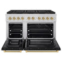 ZLINE Autograph Edition 48 in. 6.7 cu. ft. Paramount Dual Fuel Range with 8 Burner DuoPro™ Cooktop and Dual Ovens with Black Matte Doors and Champagne Bronze Accents (PSDRZ-BLM-48-CB)