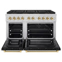 ZLINE Autograph Edition 48 in. 6.7 cu. ft. Paramount Dual Fuel Range with 8 Burner DuoPro™ Cooktop and Dual Ovens with Black Matte Doors and Polished Gold Accents (PSDRZ-BLM-48-G)
