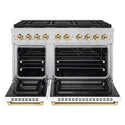 ZLINE Autograph Edition 48 in. 6.7 cu. ft. Paramount Dual Fuel Range with 8 Burner DuoPro™ Cooktop and Dual Ovens with White Matte Doors and Polished Gold Accents (PSDRZ-WM-48-G)