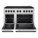 ZLINE Autograph Edition 48 in. 6.7 cu. ft. Paramount Dual Fuel Range with 8 Burner DuoPro™ Cooktop and Dual Ovens with White Matte Doors and Matte Black Accents (PSDRZ-WM-48-MB)