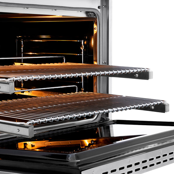 ZLINE Autograph Edition 36 in. 5.2 cu. ft. Paramount Dual Fuel Range with 6 Burner Gas Cooktop and Electric Convection Oven in Stainless Steel with Champagne Bronze Helix Handle and Knob Accents (SDRZ-36-KCB)